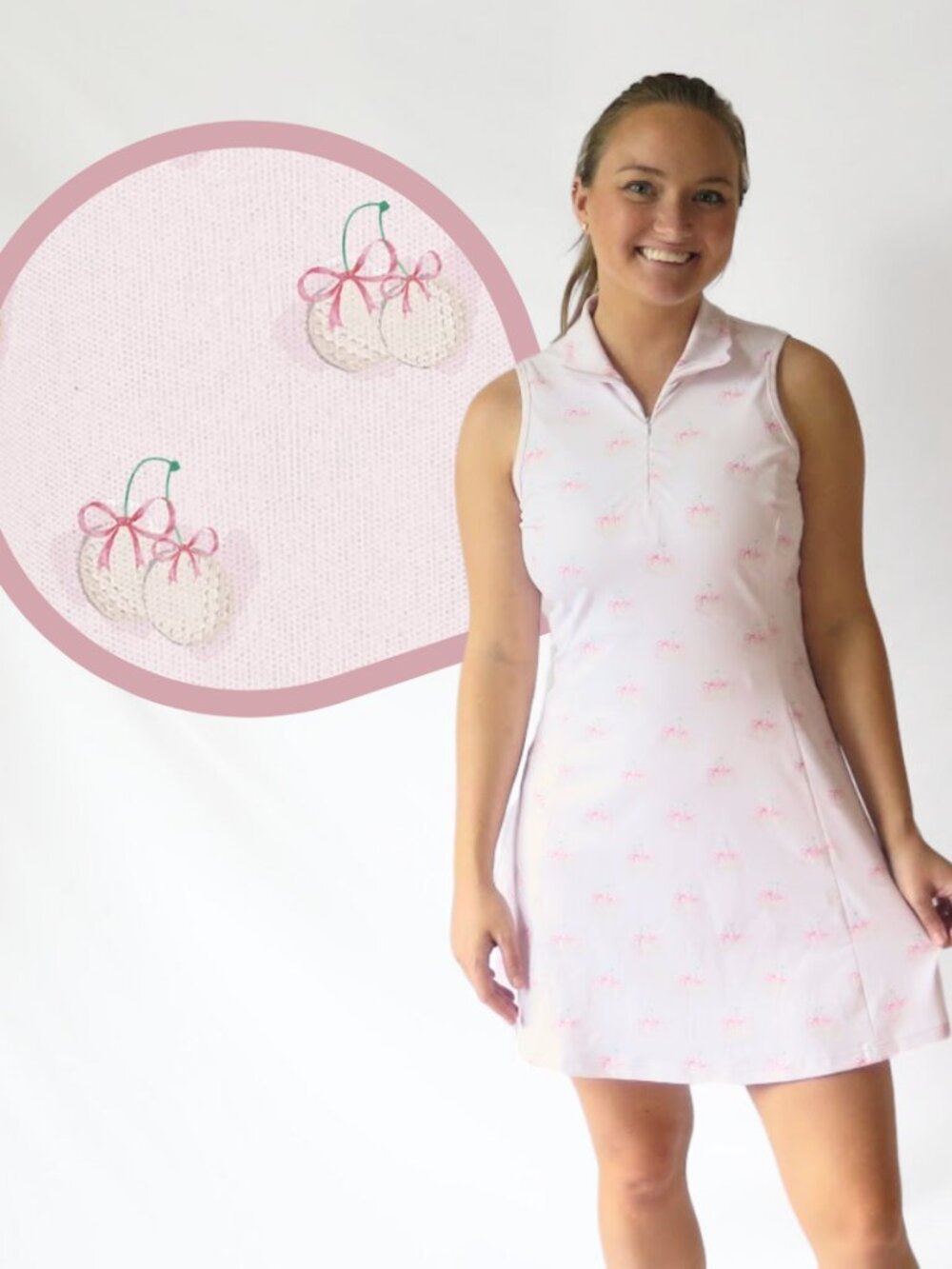 Coquette Pink Cherry and Bows Golf Ball Golf Dress